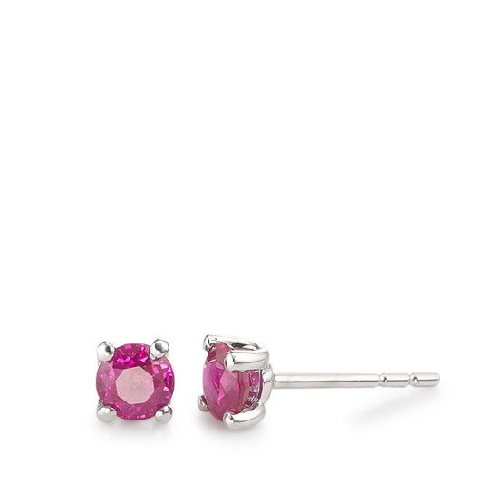 Stud earrings 18k White Gold Ruby Red, 0.50 ct, 2 Stones Ø4 mm