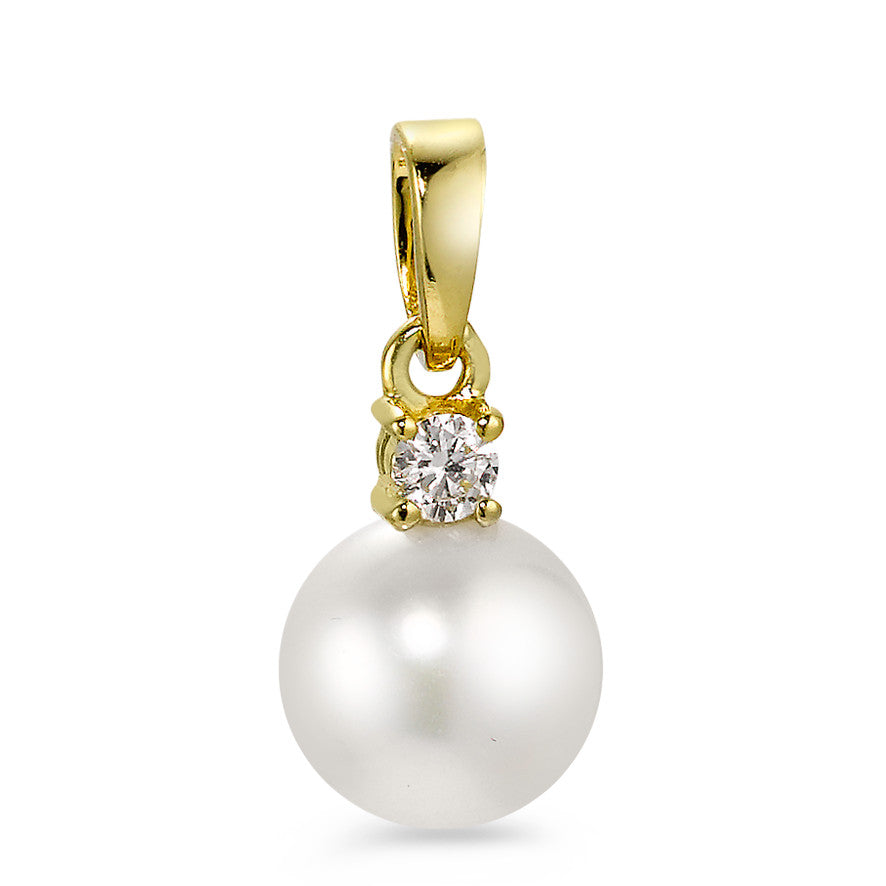 Pendant 18k Yellow Gold Diamond 0.07 ct, w-si Freshwater pearl