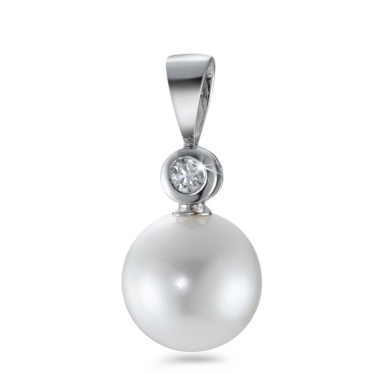 Pendant 18k White Gold Diamond 0.06 ct, w-si Freshwater pearl