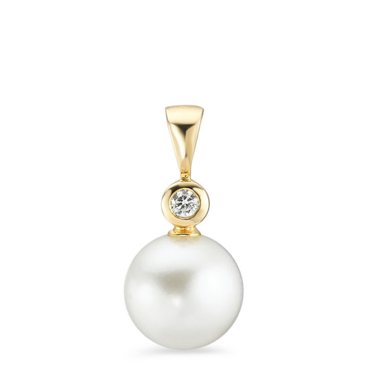 Pendant 18k Yellow Gold Diamond 0.05 ct, w-si Freshwater pearl