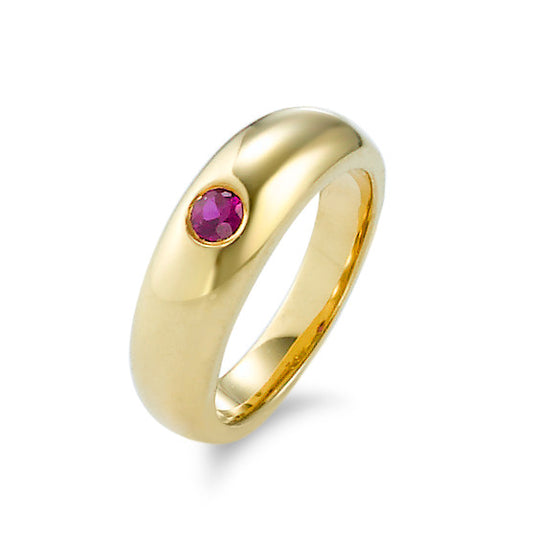 Christening ring 18k Yellow Gold Ruby Red, 0.02 ct Ø10 mm