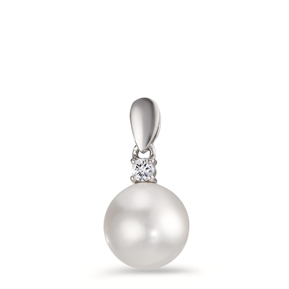 Pendant 18k White Gold Diamond 0.06 ct, w-si Freshwater pearl