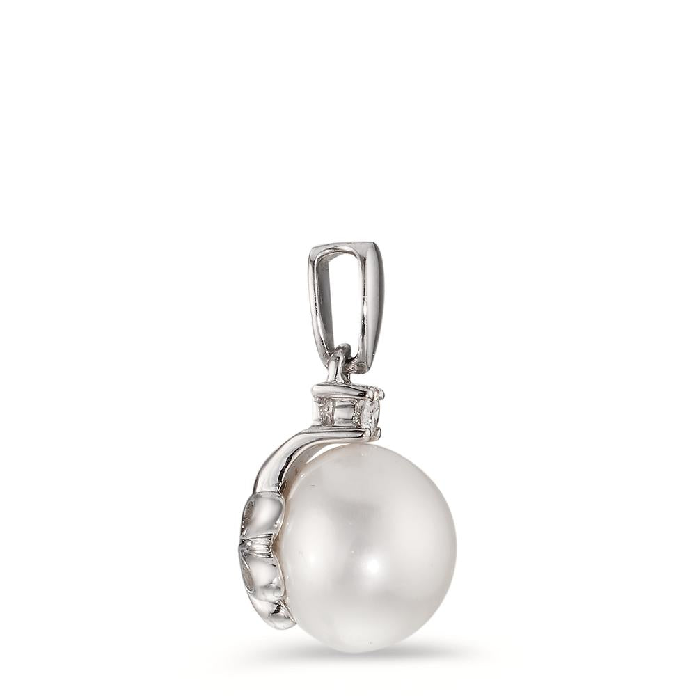 Pendant 18k White Gold Diamond 0.06 ct, w-si Freshwater pearl