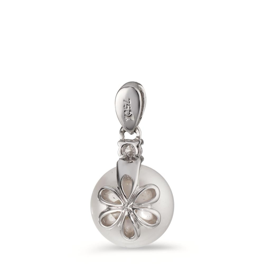 Pendant 18k White Gold Diamond 0.06 ct, w-si Freshwater pearl