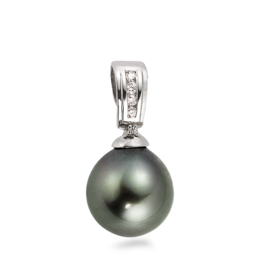 Pendant 18k White Gold Diamond 0.04 ct, w-si Tahitian pearl