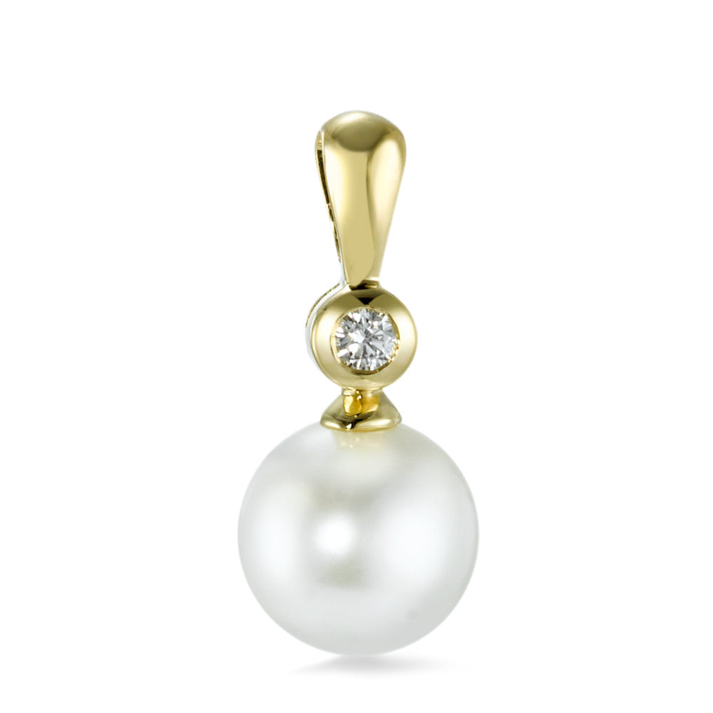 Pendant 18k Yellow Gold Diamond 0.035 ct, w-si Freshwater pearl