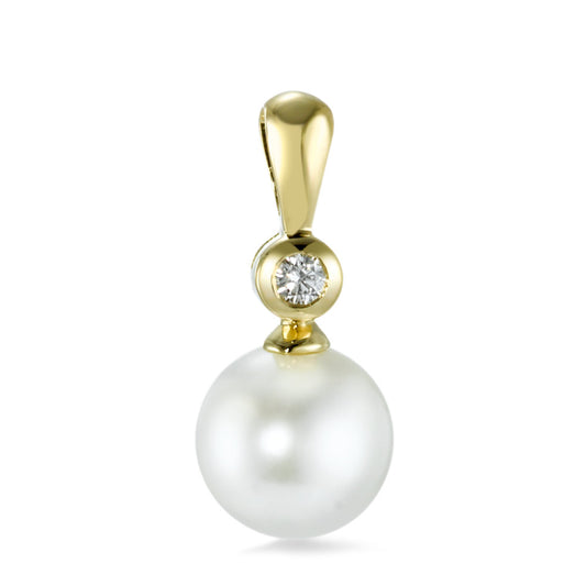 Pendant 18k Yellow Gold Diamond 0.035 ct, w-si Freshwater pearl