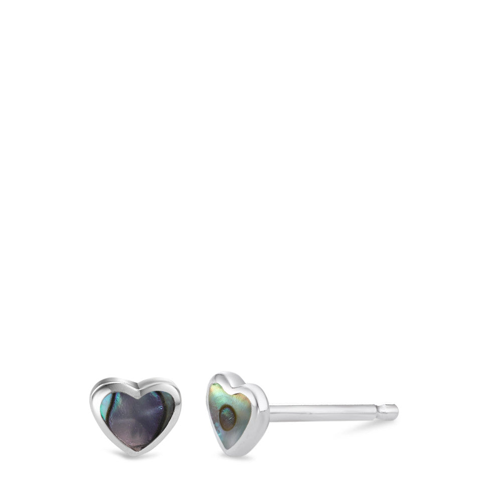 Stud earrings Silver Abalone Heart