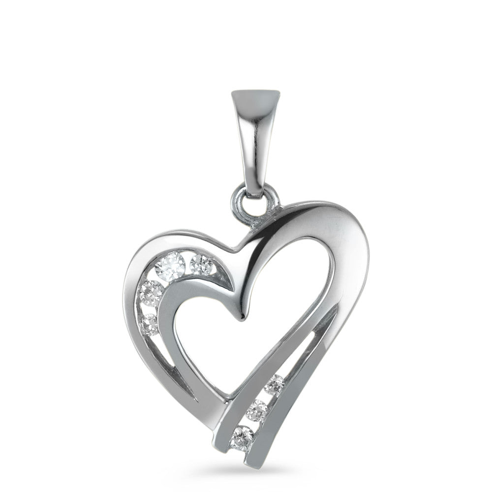 Pendant 18k White Gold Zirconia 7 Stones Heart