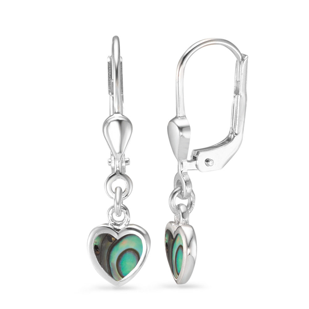 Drop Earrings Silver Abalone Heart Ø6 mm