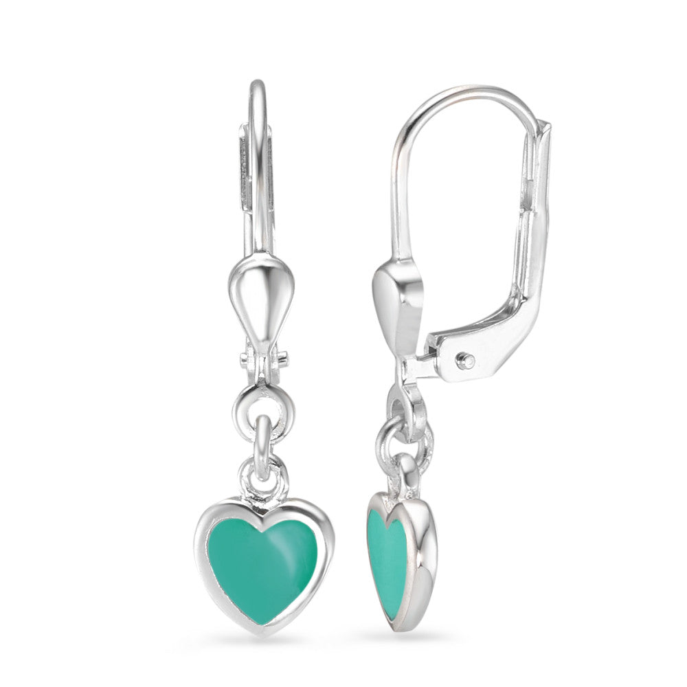 Drop Earrings Silver Turquoise Heart Ø6 mm