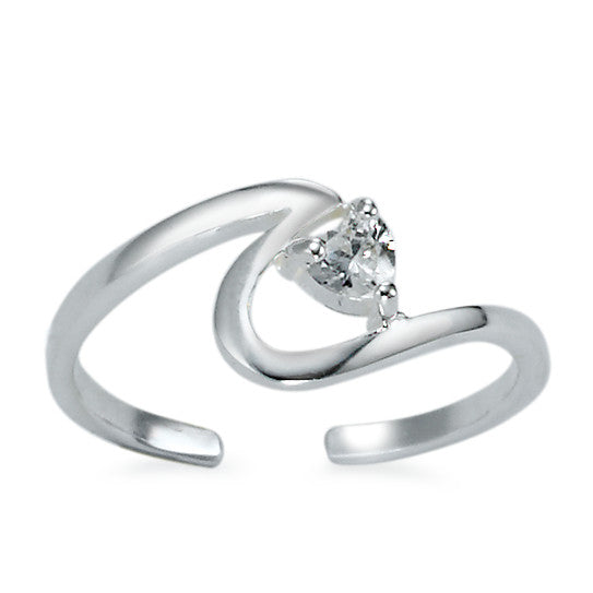 Toe Ring Silver Zirconia