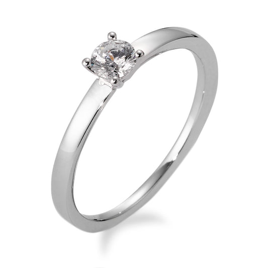 Solitaire ring Silver Rhodium plated