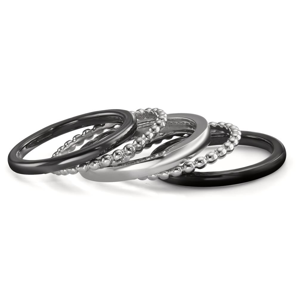 Stacking ring Silver Rhodium plated