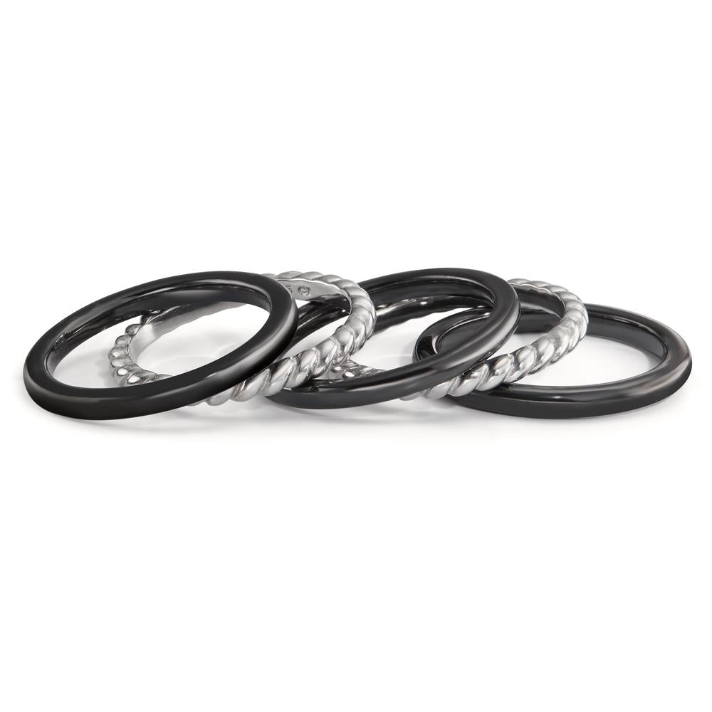 Stacking ring Silver Rhodium plated