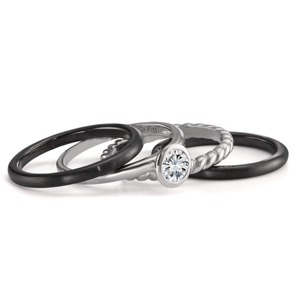 Stacking ring Silver Rhodium plated