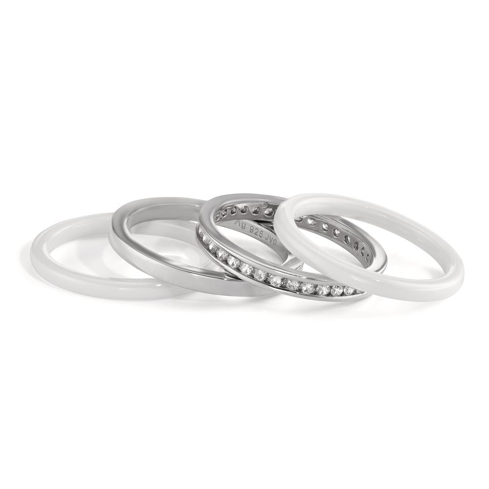 Memory ring Silver Zirconia White Rhodium plated