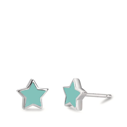 Stud earrings Silver [synth. Stein] Star Ø8 mm