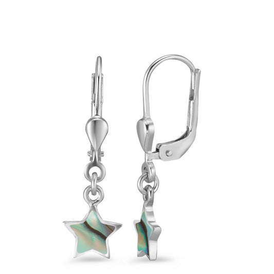 Drop Earrings Silver Abalone Star