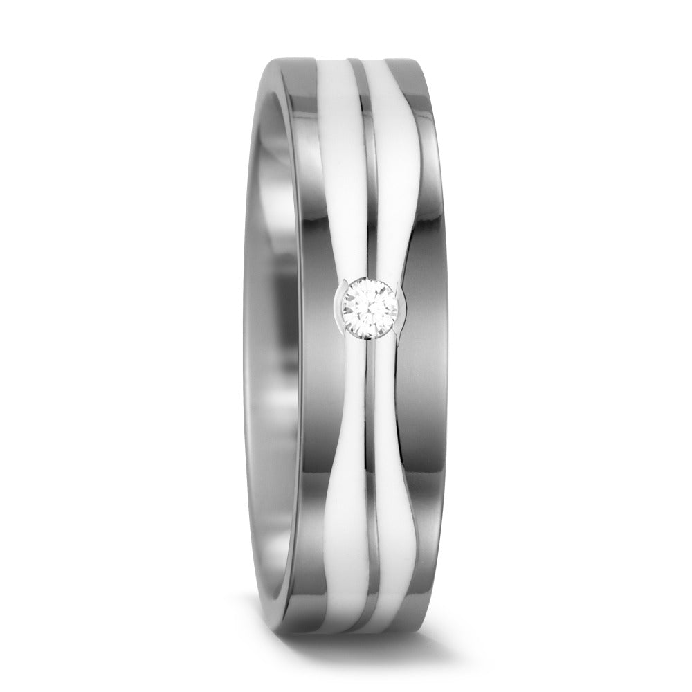 Wedding Ring Titanium, Ceramic Diamond White, 0.05 ct, w-si