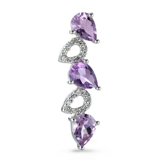 Pendant Silver Amethyst Violet, 21 Stones, Zirconia Rhodium plated