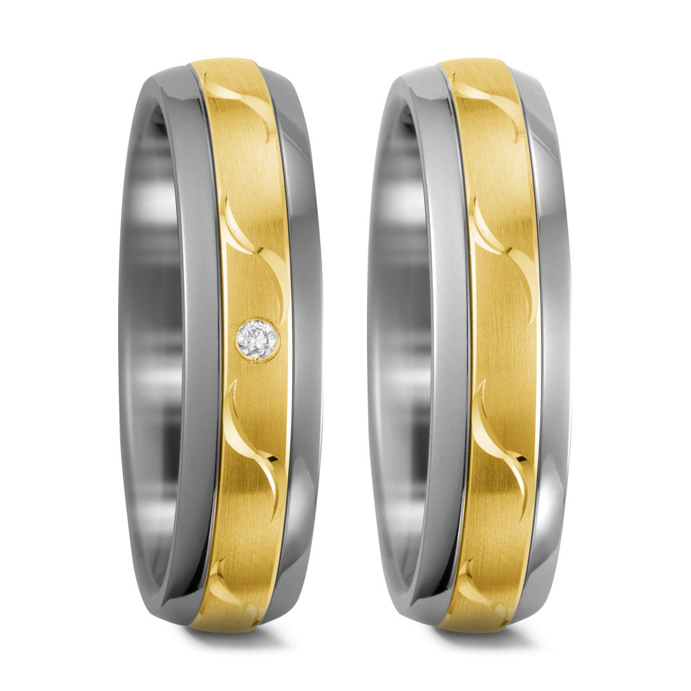 Wedding Ring Titanium, 14k Yellow Gold