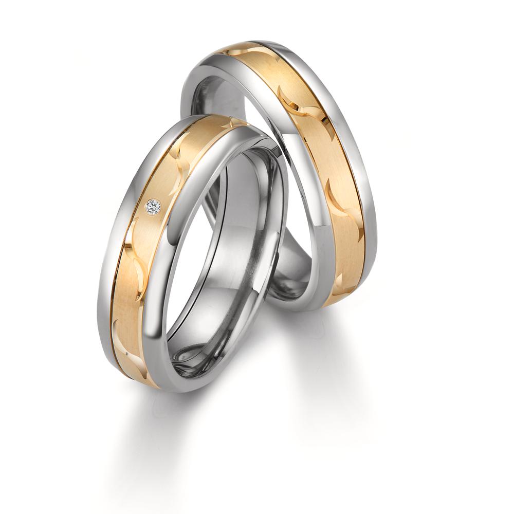 Wedding Ring Titanium, 14k Yellow Gold