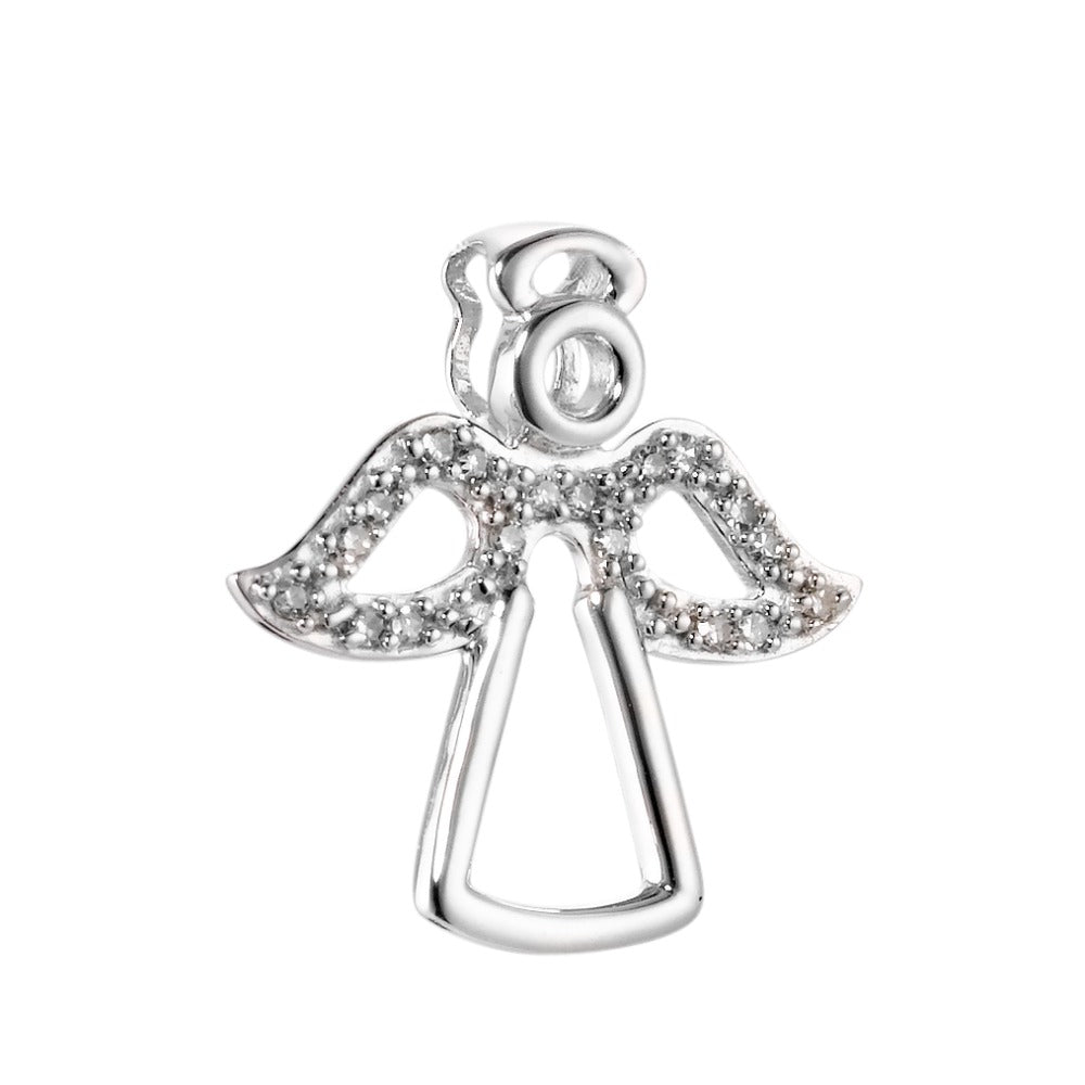 Pendant 18k White Gold Diamond 0.06 ct, 18 Stones, p1 Angel