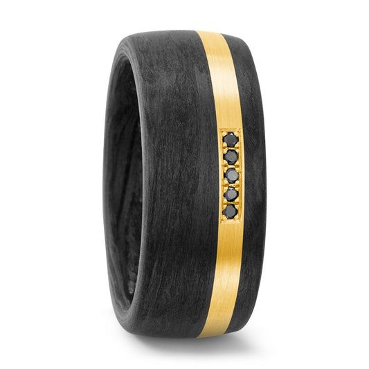 Ring Carbon, 18k Yellow Gold