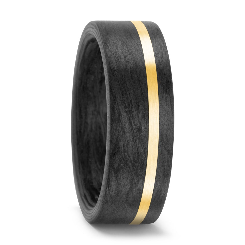 Wedding Ring 18k Yellow Gold, Carbon