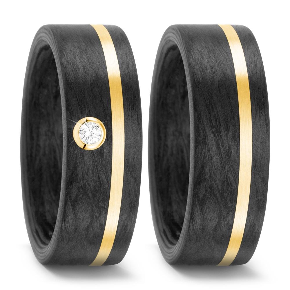 Wedding Ring 18k Yellow Gold, Carbon