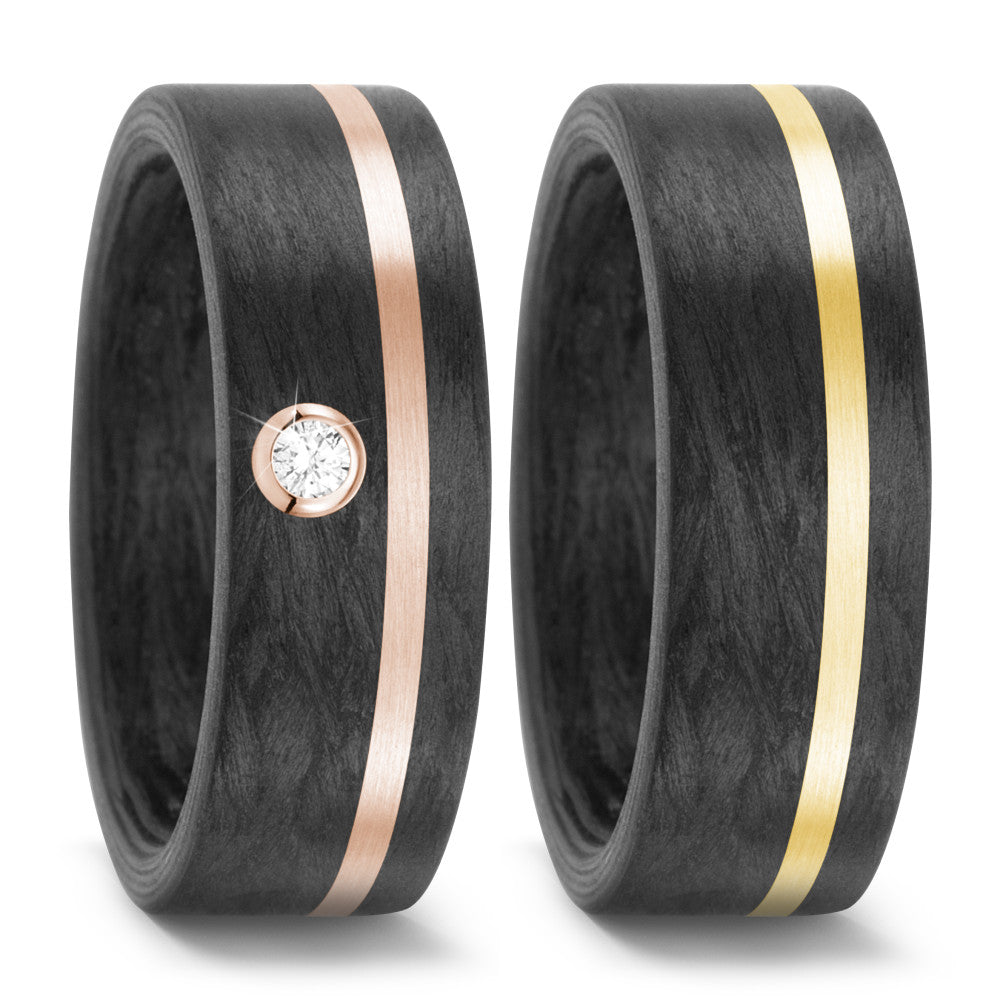 Wedding Ring 18k Yellow Gold, Carbon