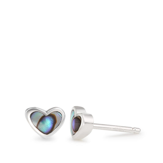 Stud earrings Silver Abalone Heart Ø6 mm