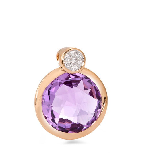 Pendant 18k Red Gold Amethyst Violet, 0.035 ct, 8 Stones, brilliant, w-si Ø14 mm