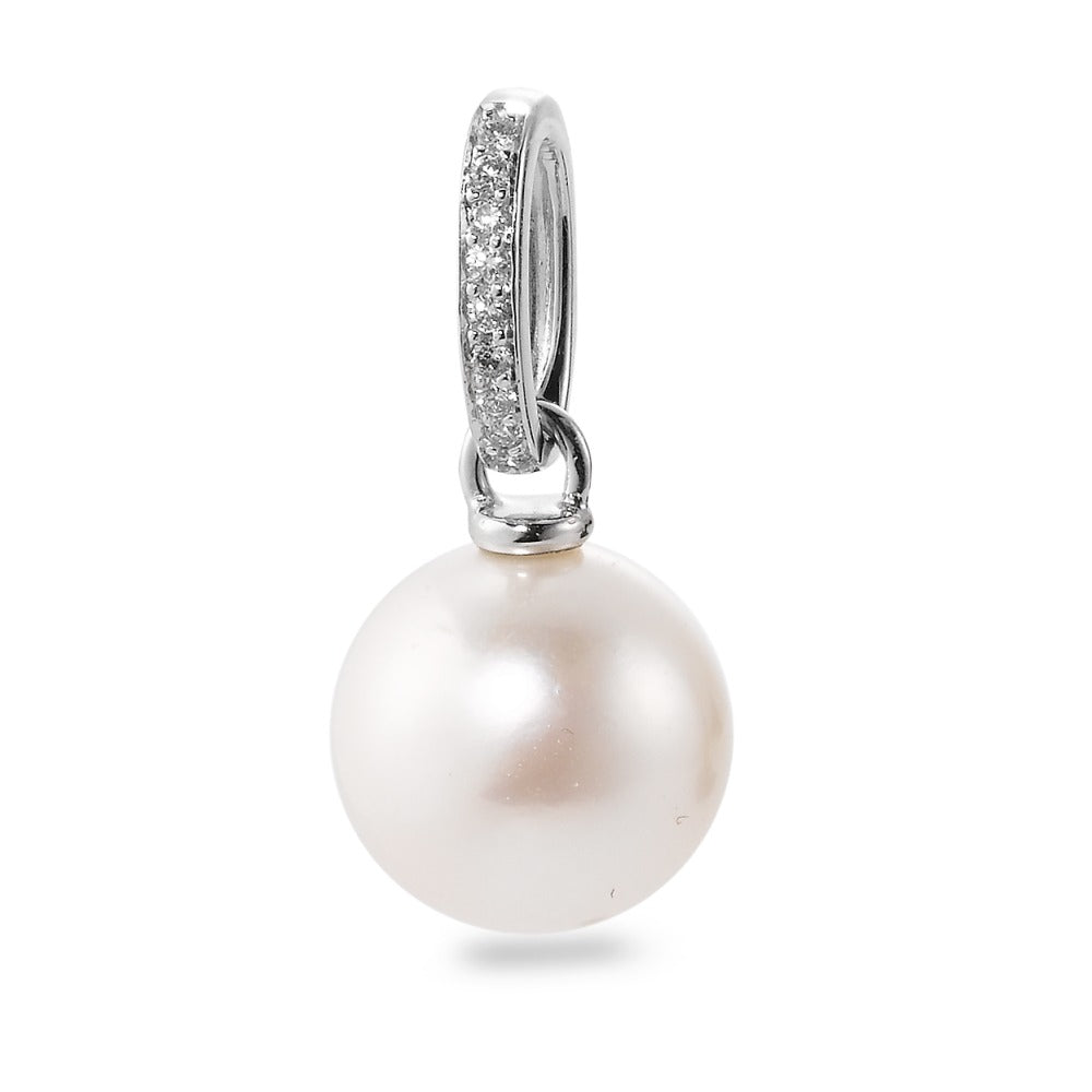 Pendant 18k White Gold Diamond White, 0.05 ct, 9 Stones, brilliant, w-si Freshwater pearl