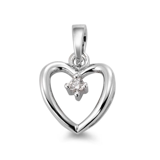 Pendant 18k White Gold Diamond White, 0.07 ct, brilliant, w-si Heart Ø12 mm