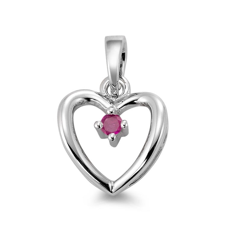 Pendant 18k White Gold Ruby Red Heart Ø12 mm