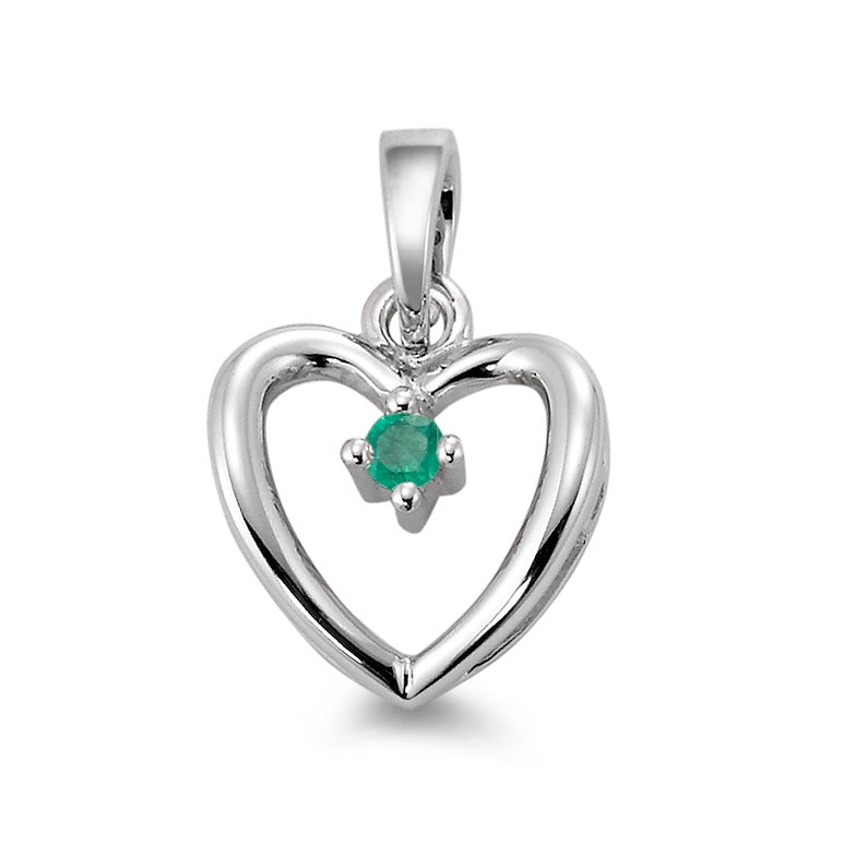 Pendant 18k White Gold Emerald Green Heart Ø12 mm