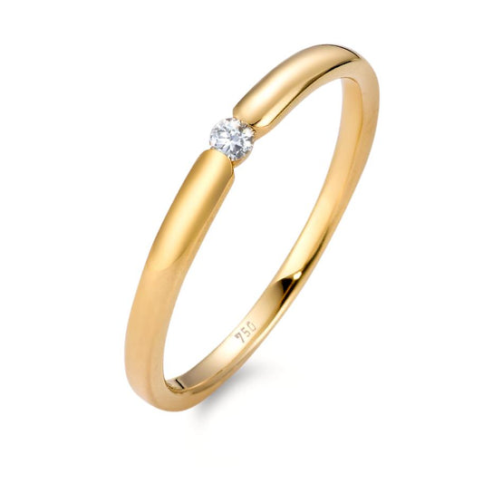 Solitaire ring 18k Yellow Gold Diamond White, 0.04 ct, brilliant, w-si