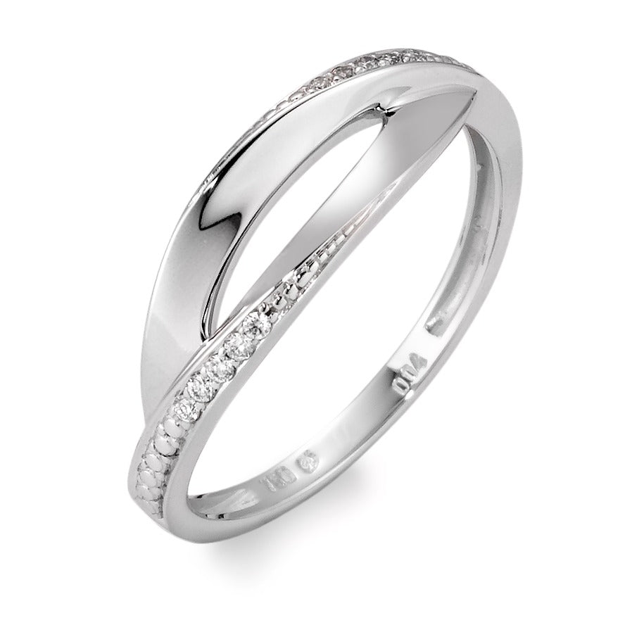 Ring 18k White Gold Diamond White, 0.04 ct, 10 Stones, brilliant, w-si