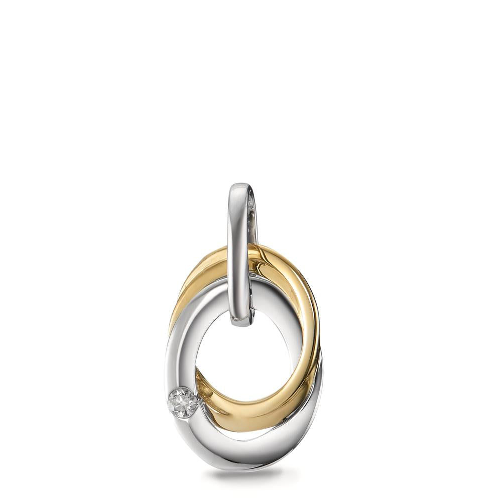 Pendant 18k Yellow Gold, 18k White Gold Diamond White, 0.03 ct, brilliant, w-si