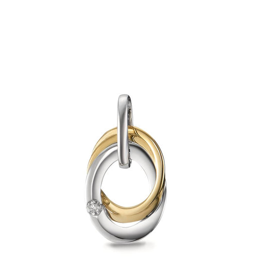 Pendant 18k Yellow Gold, 18k White Gold Diamond White, 0.03 ct, brilliant, w-si