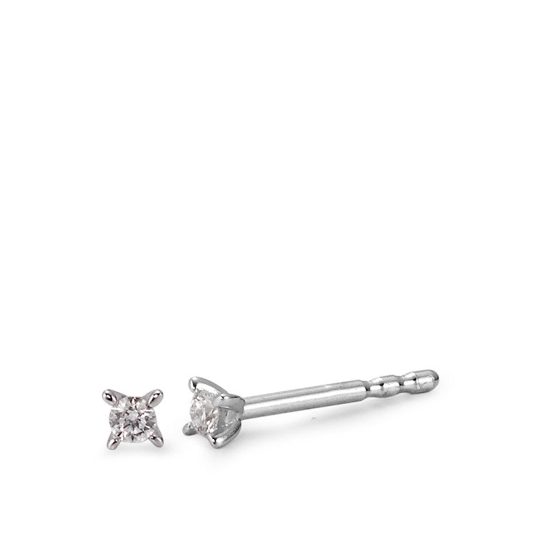 Stud earrings 18k White Gold Diamond White, 0.05 ct, 2 Stones, brilliant, w-si Ø2.5 mm