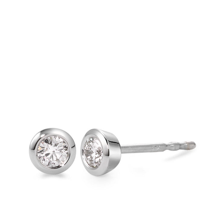 Stud earrings 18k White Gold Diamond White, 0.05 ct, 2 Stones, brilliant, w-si Ø3.5 mm