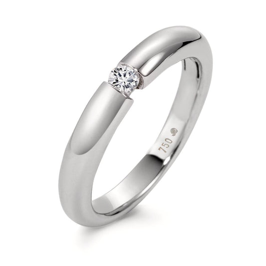 Solitaire ring 18k White Gold Diamond White, 0.10 ct, brilliant, w-si