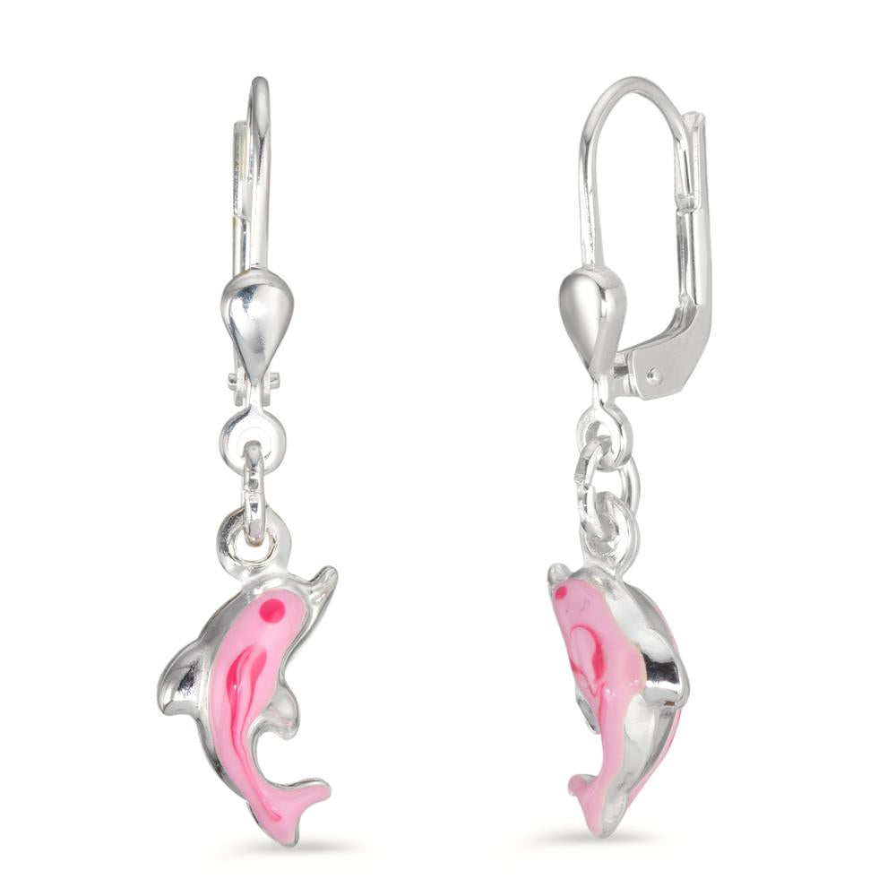 Drop Earrings Silver Lacquered Dolphin