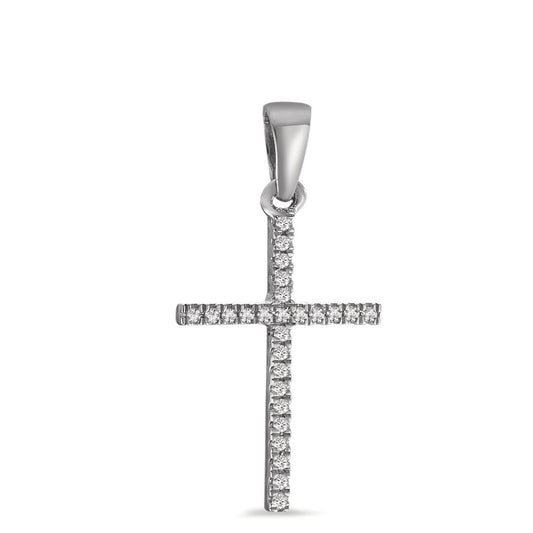 Pendant 18k White Gold Diamond 0.05 ct, 25 Stones, si Cross