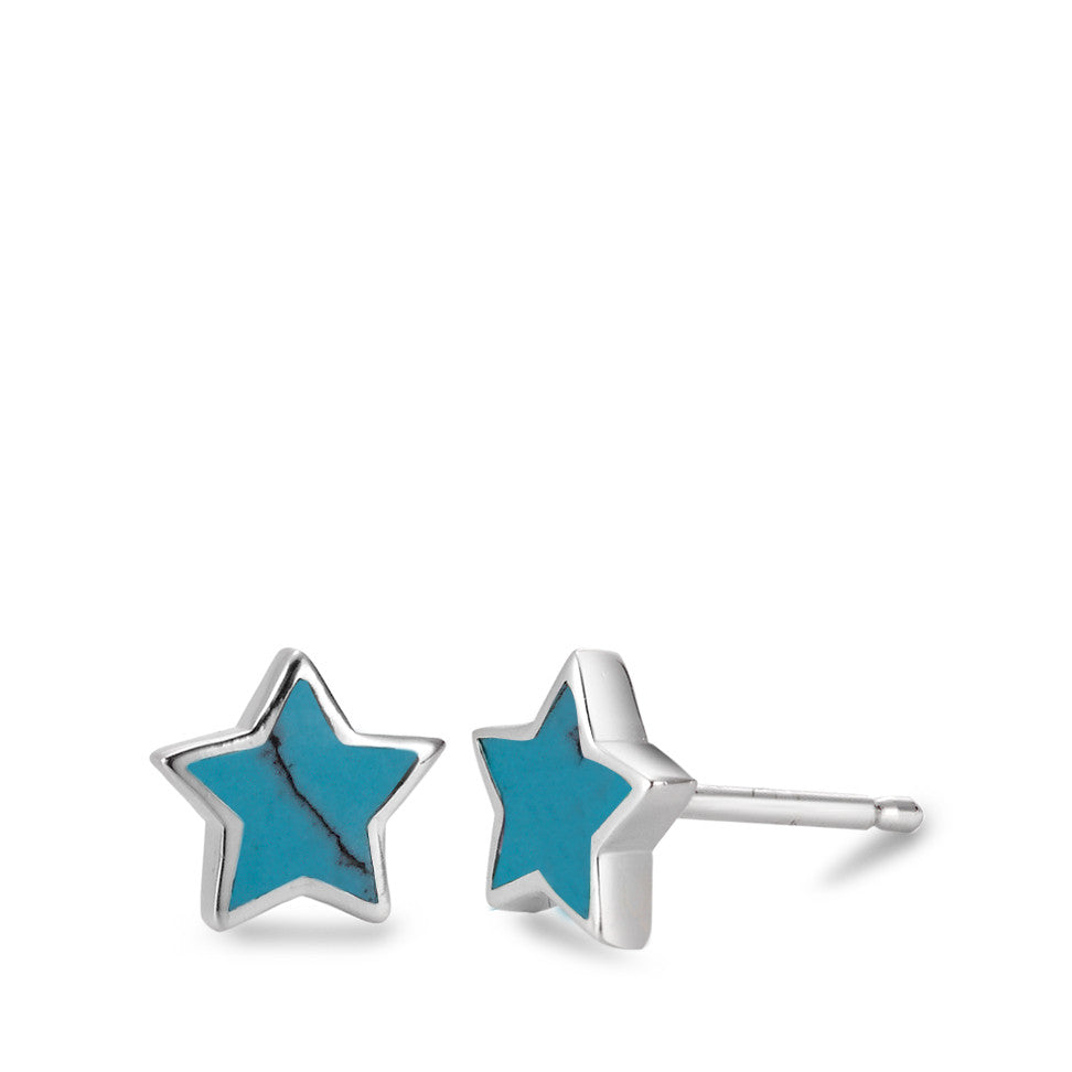 Stud earrings Silver Turquoise Star Ø8 mm