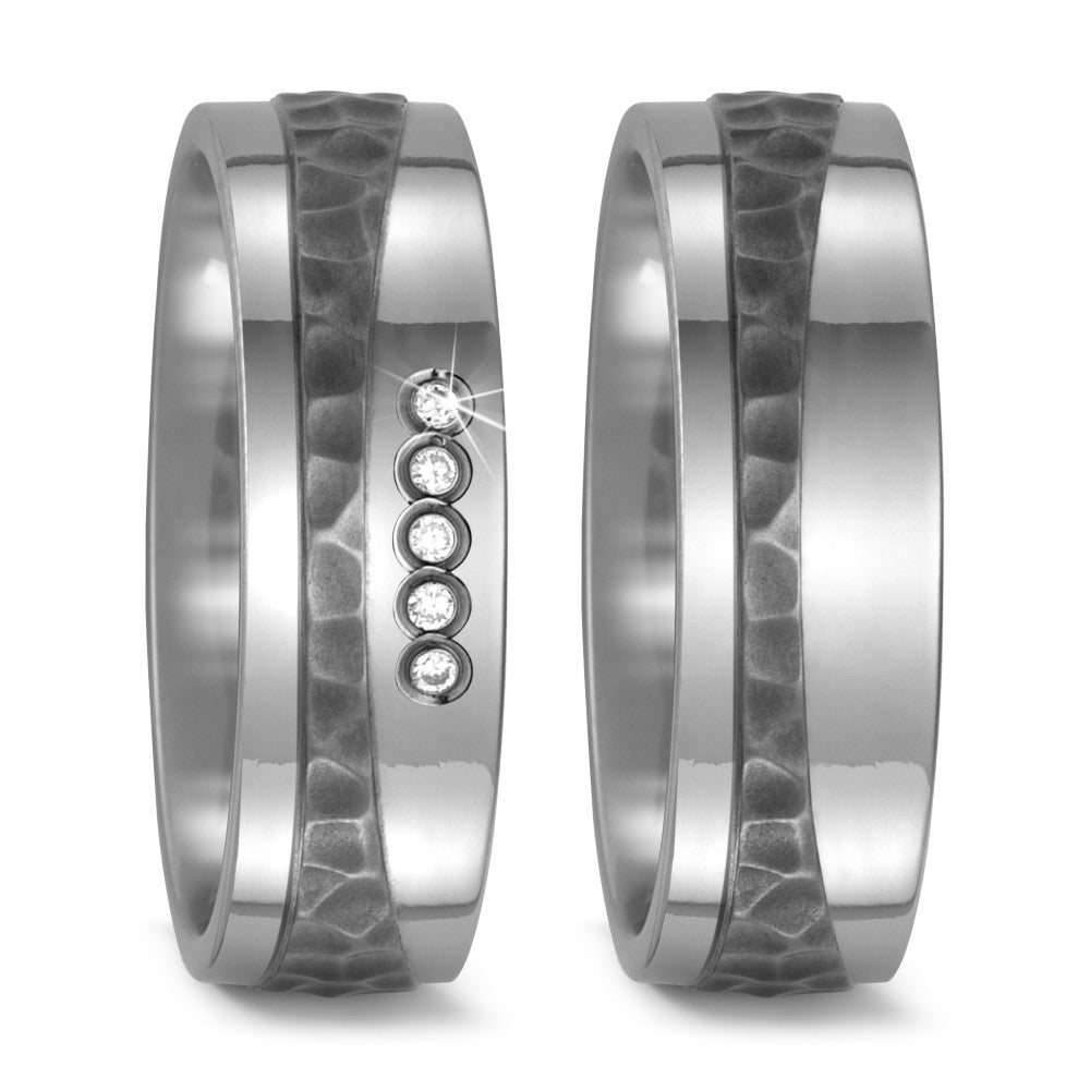 Wedding Ring Titanium Diamond 0.05 ct, 5 Stones, w-si