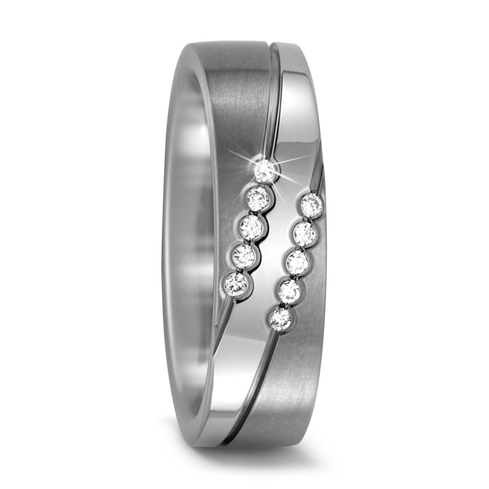 Wedding Ring Titanium Diamond 0.10 ct, 10 Stones, w-si